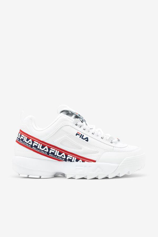 Fila Tenisky Panske Biele / Námornícka Modrá / Červené - Disruptor 2 Premium Logo Tape Vypredaj - Sl